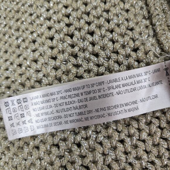 Massimo Dutti Cardigan Sweater XL Gold Metallic Open Knit Long Sleeve Old Money - Picture 12 of 16
